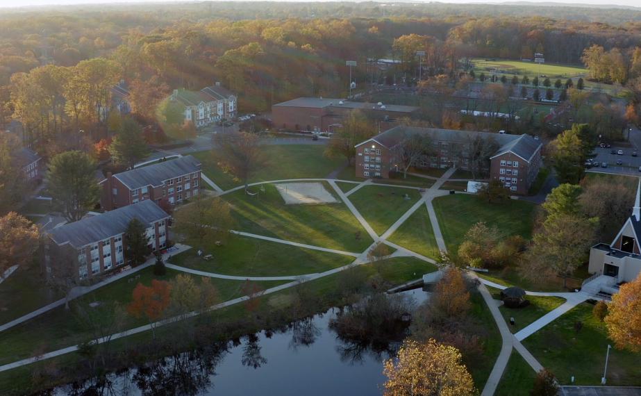 Aerial view of Rider campus residence halls