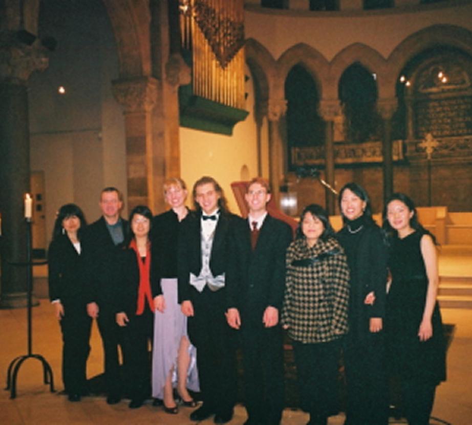Students and professors following a Harpsichord recital at the Philadelphia Cathedral.