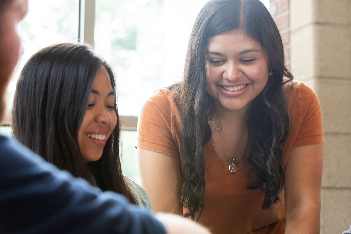 Two female students studying together