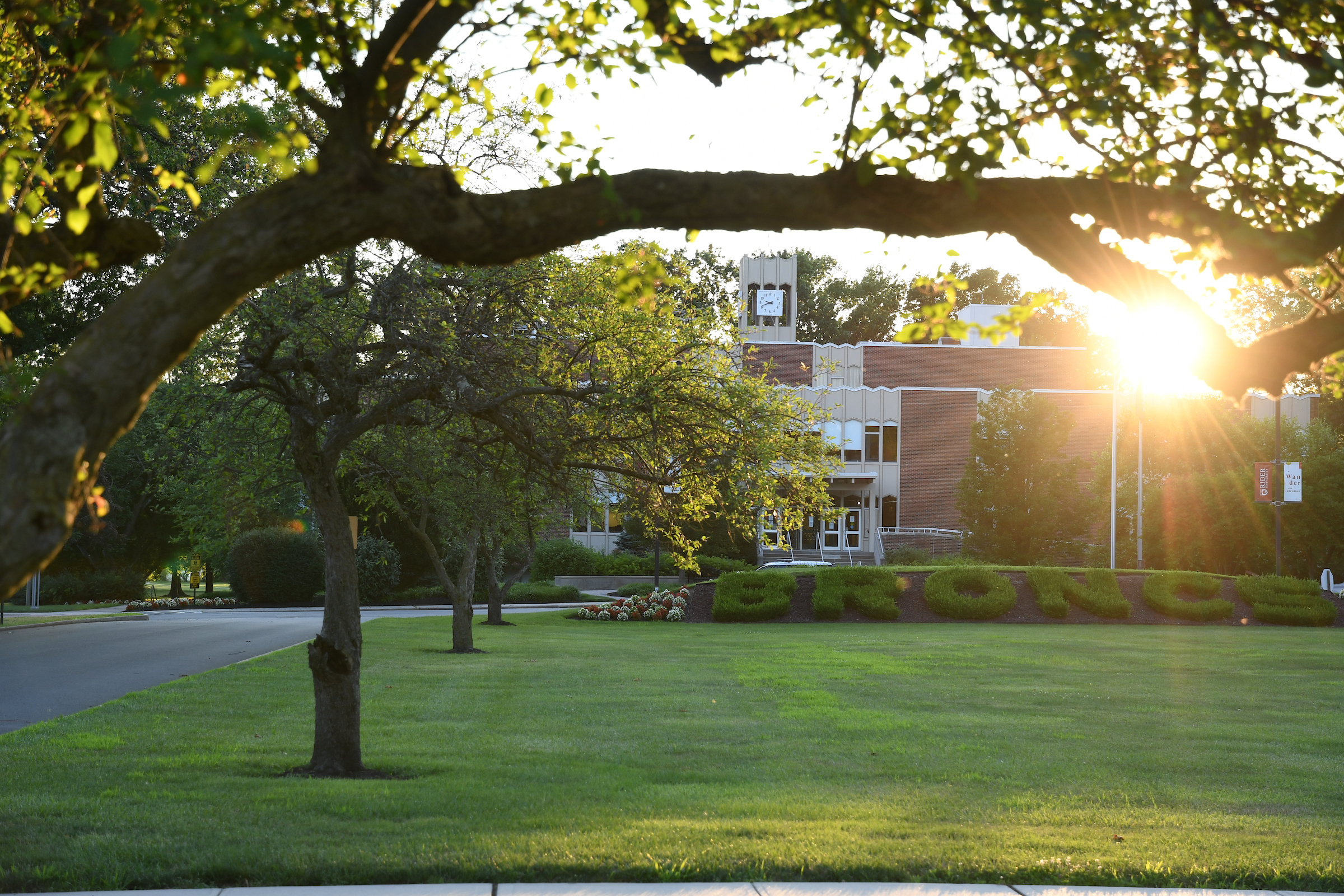 Moore Library at sunset