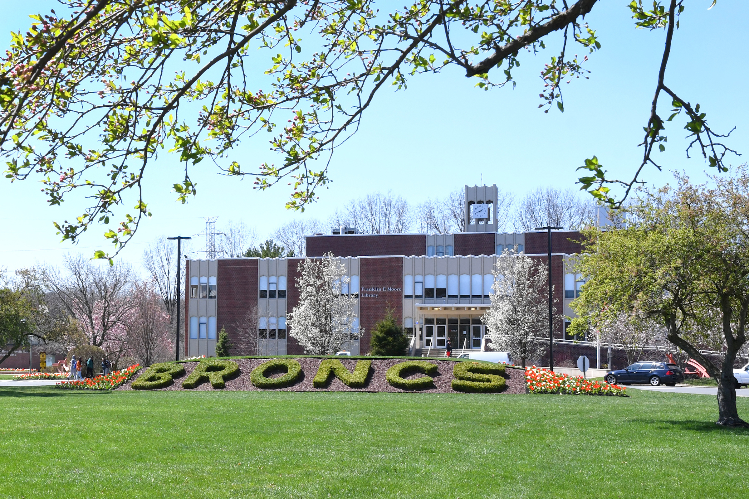 Moore Library in spring