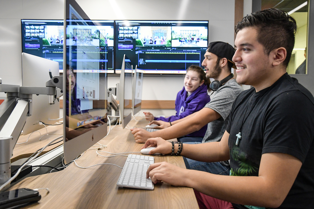 Students in media classroom