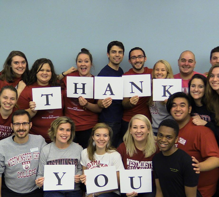 Westminster students share a thank you message