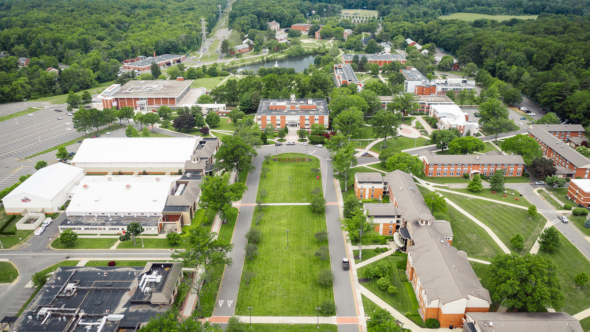 Drone shot of Campus Mall