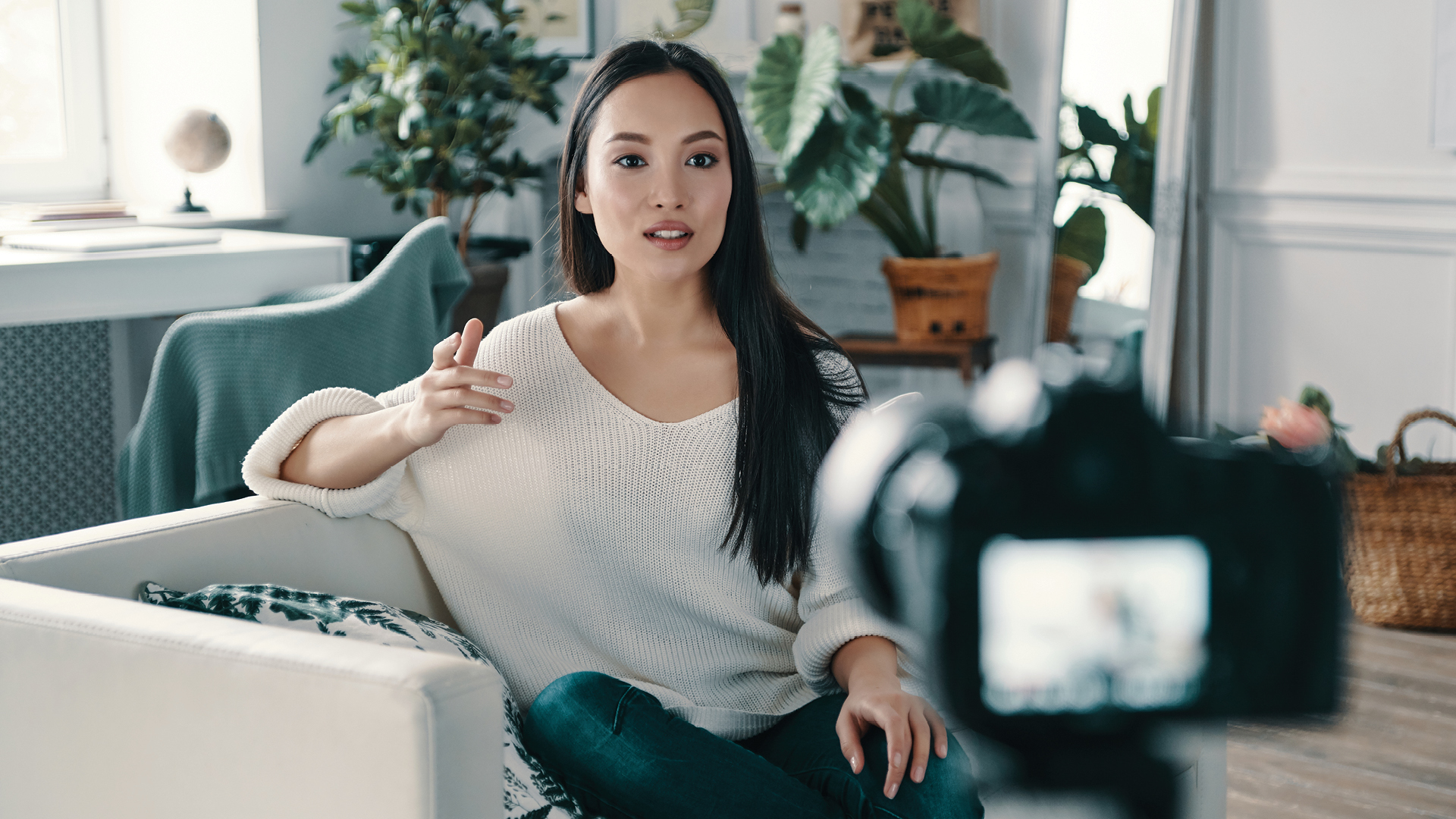 Actress filming self