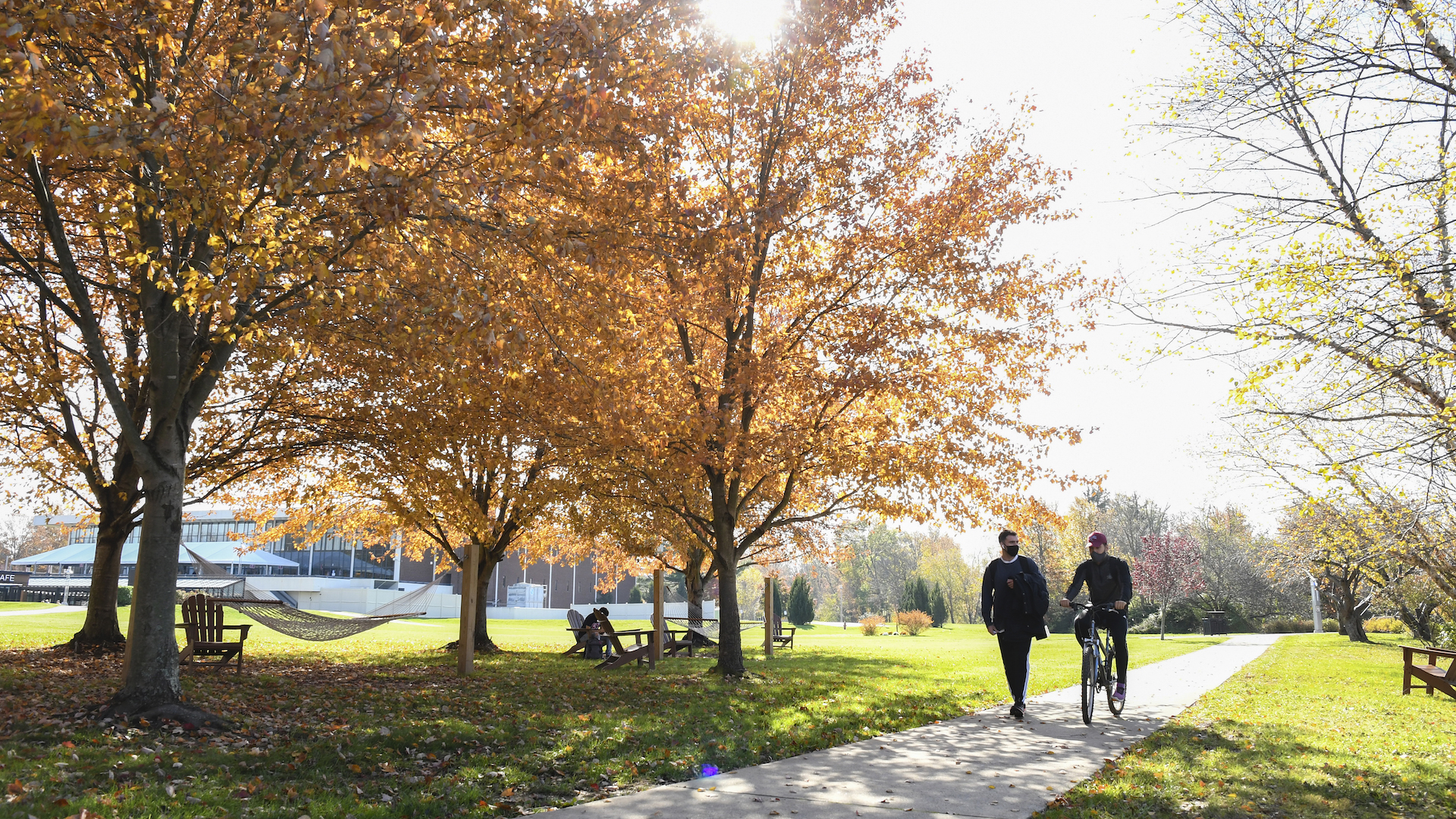 Students walk on Rider's campus