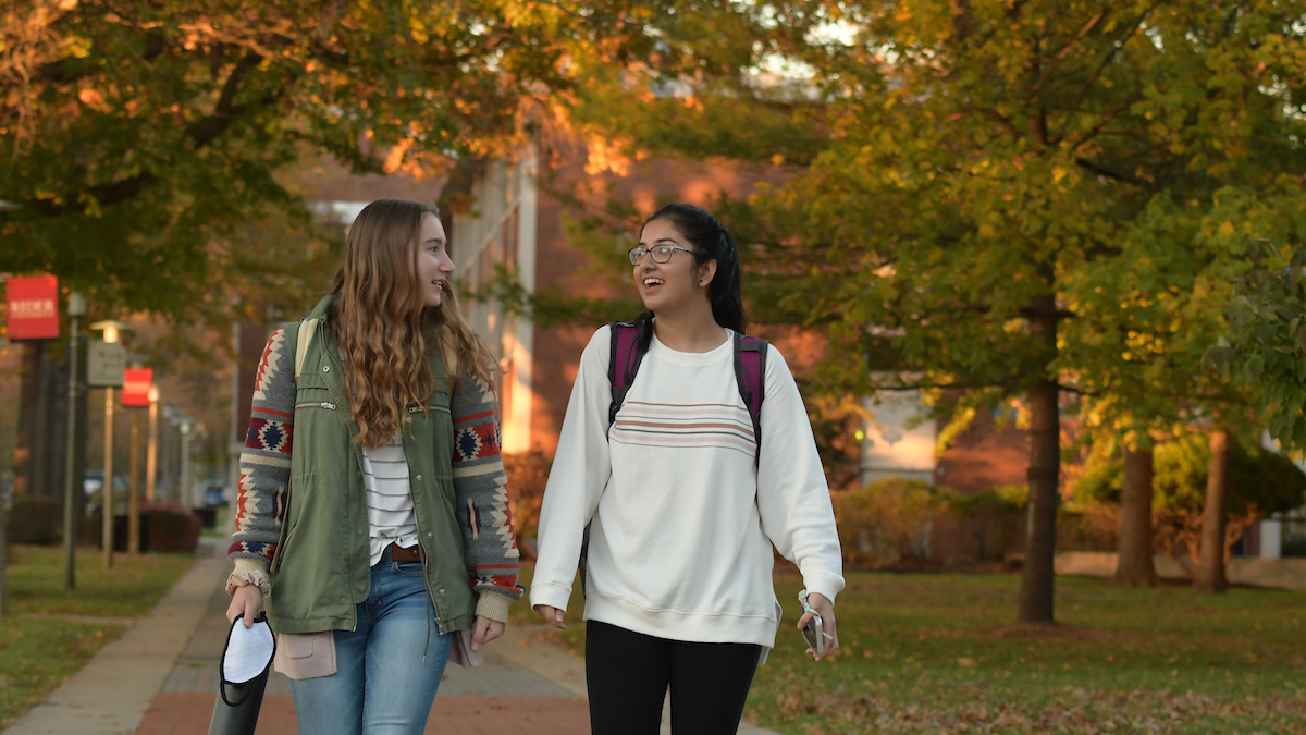 Students walking on campus