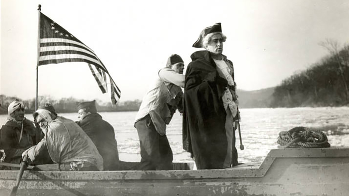 Rider student George Chafey portraying Washington