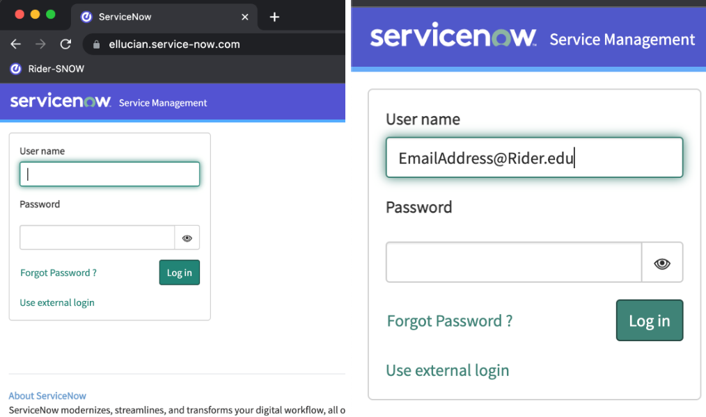 Type username into Help Desk field