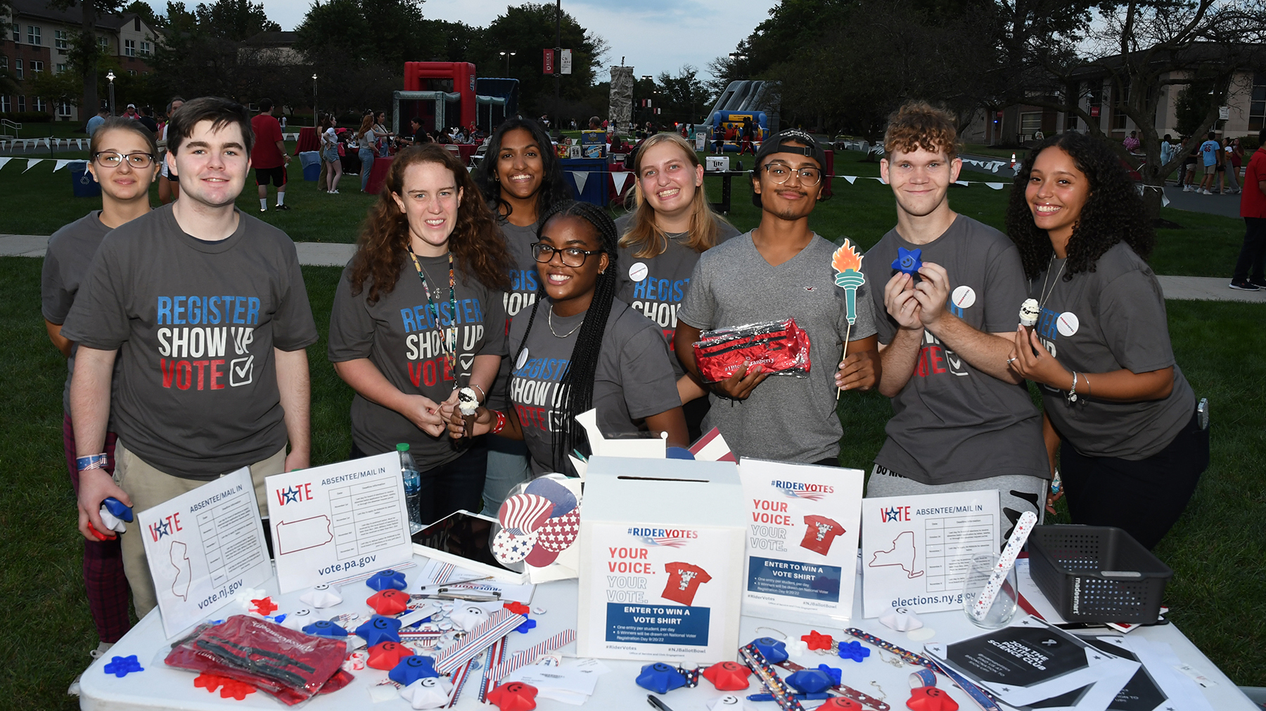 Students registering to vote