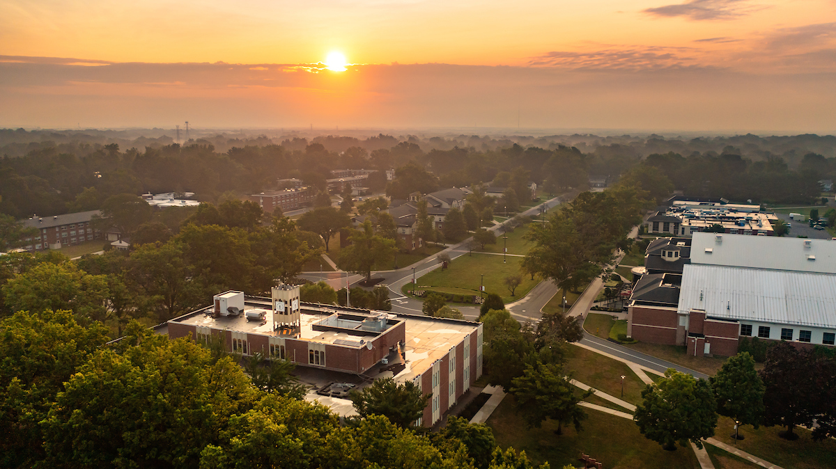 Campus sunrise aerial photo