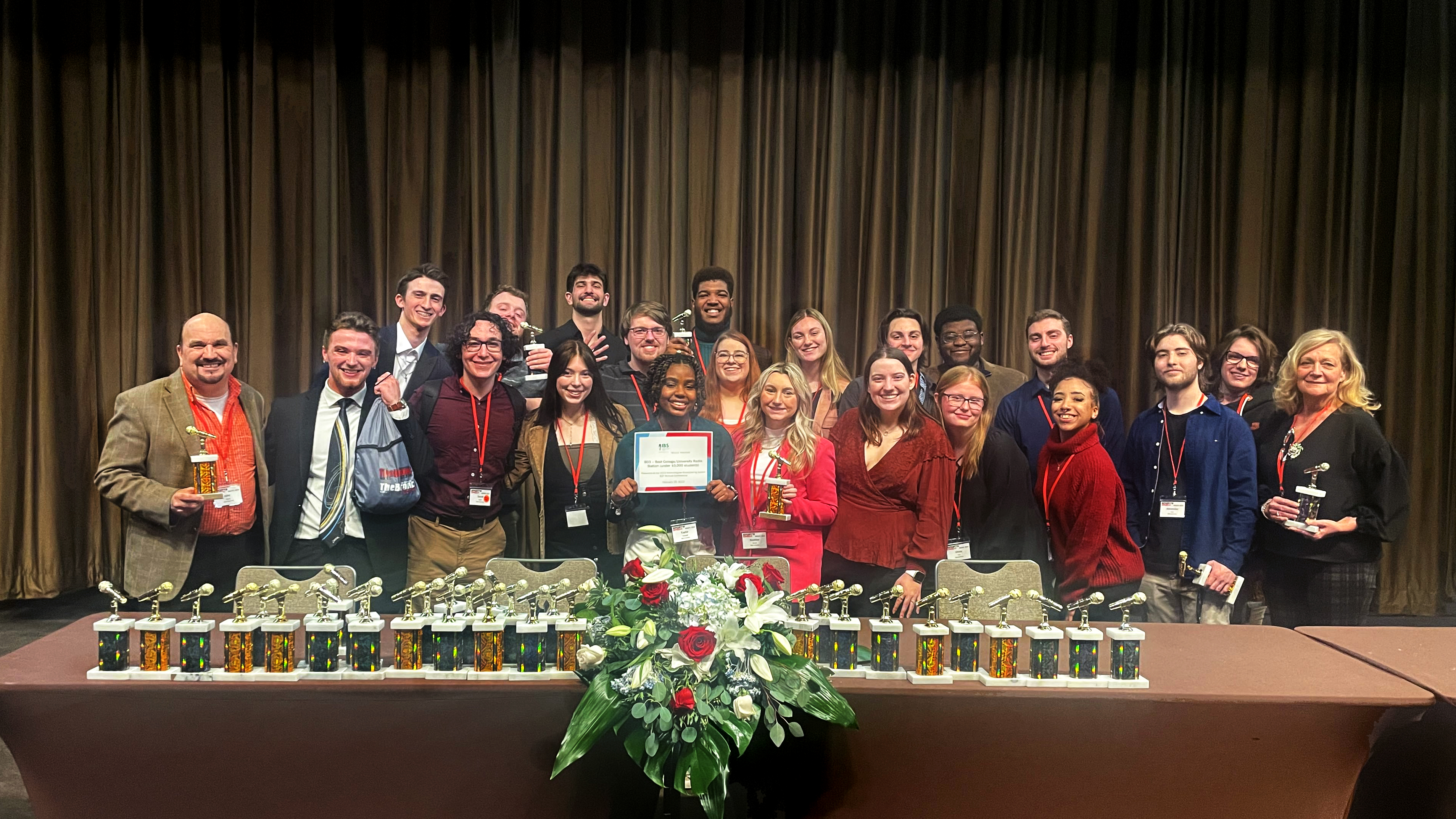 107.7 The Bronc staff members accept their award for Best College/University Radio Station (under 10,000 students).
