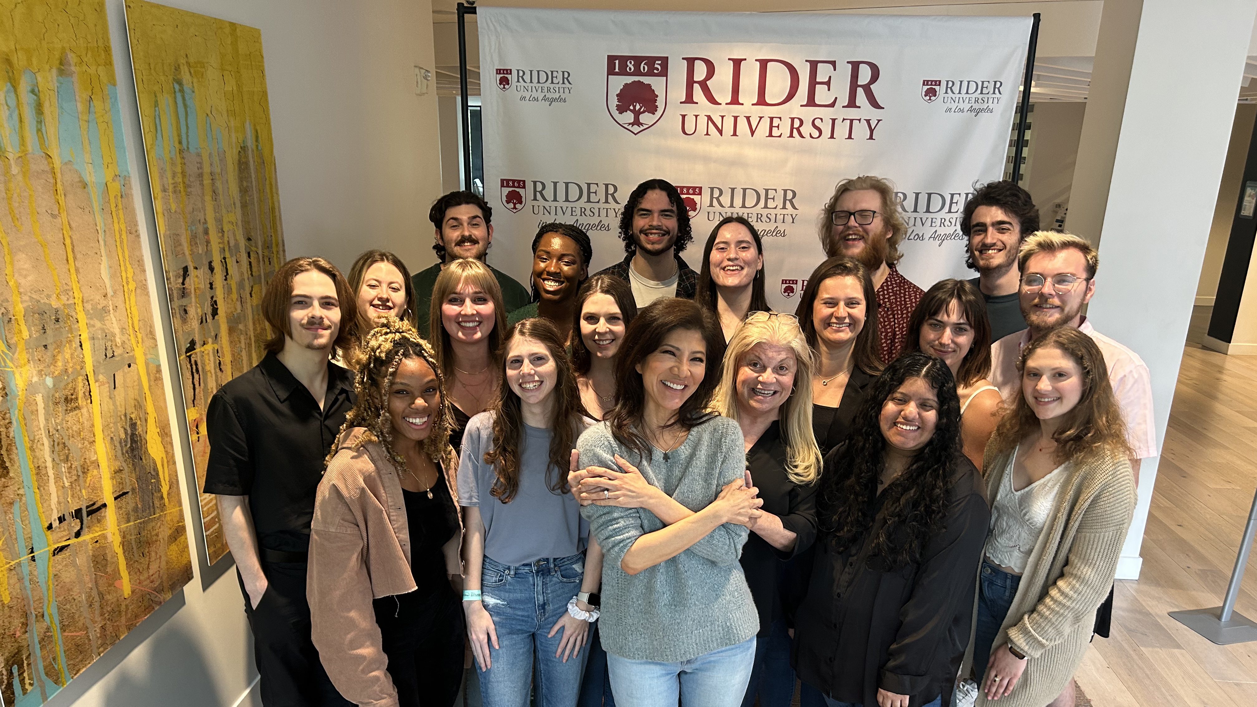 Rider students with Julie Chen