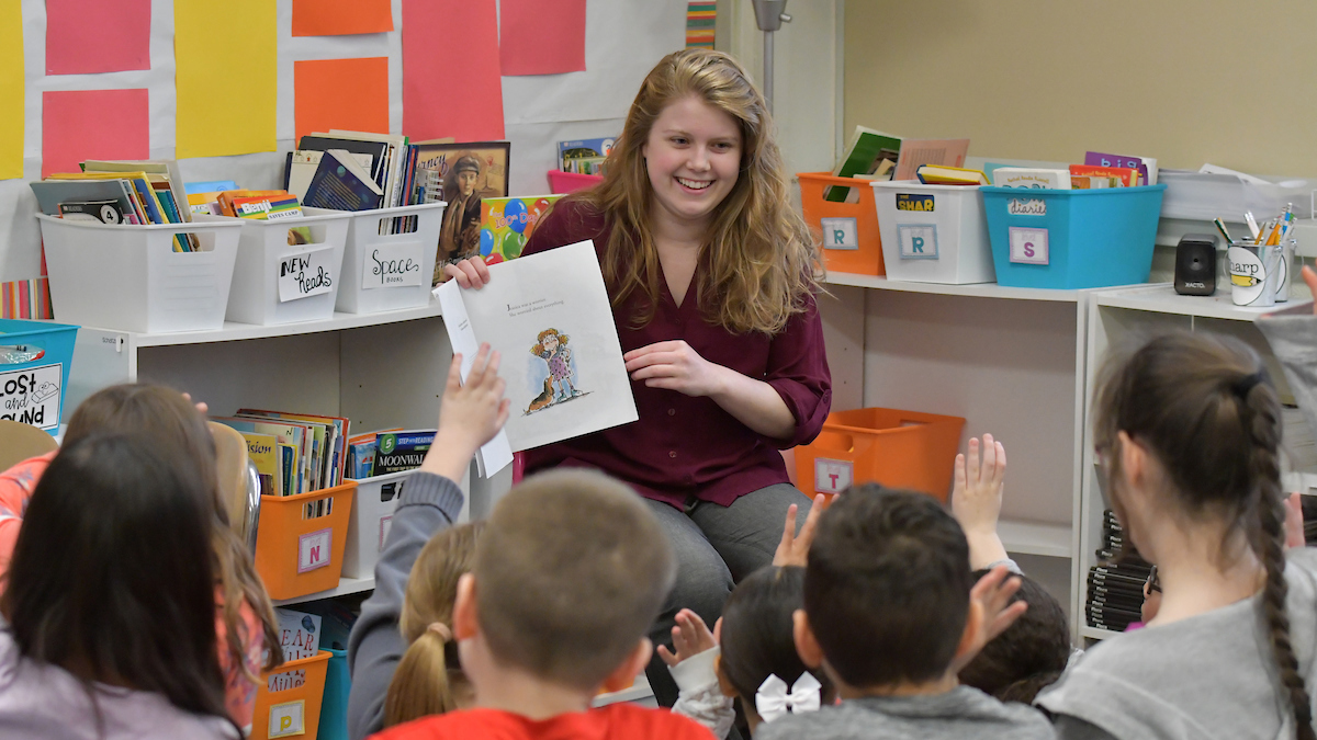 Rider student teaching in classroom