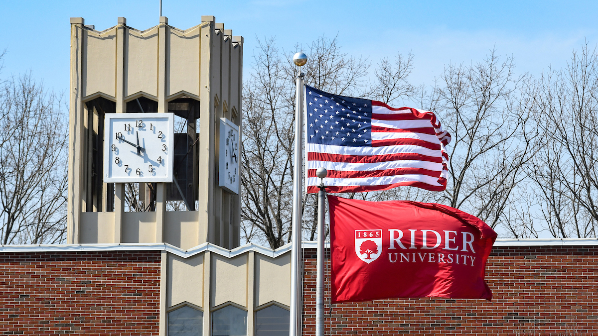 Moore Library with flags