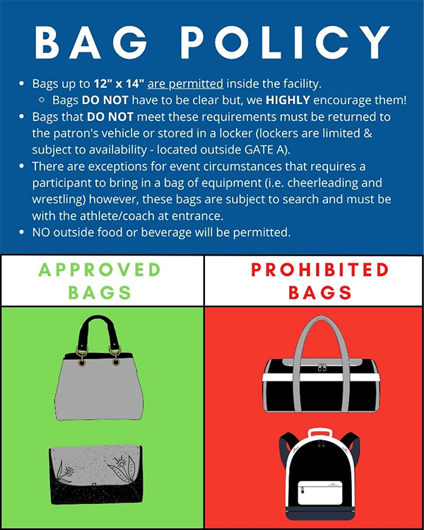 Cure Arena bag policy