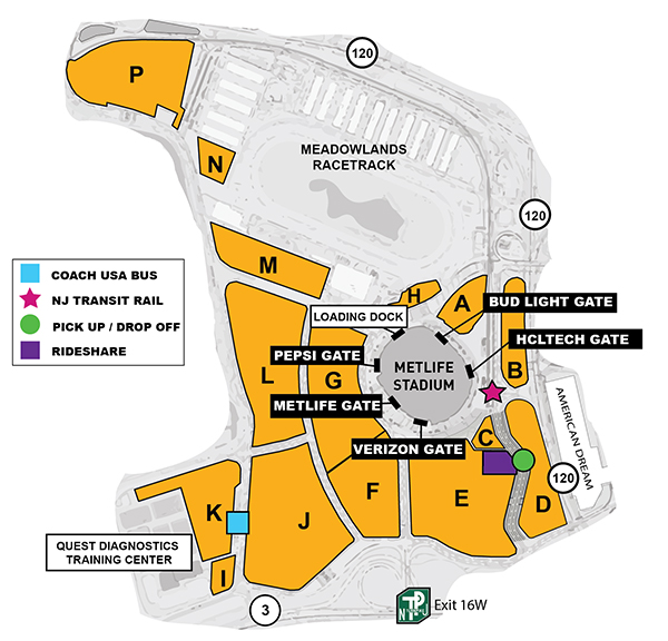 MetLife Stadium parking map