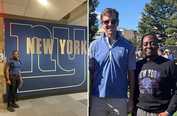Clinton Asante-Addo ’24 and Eli Manning