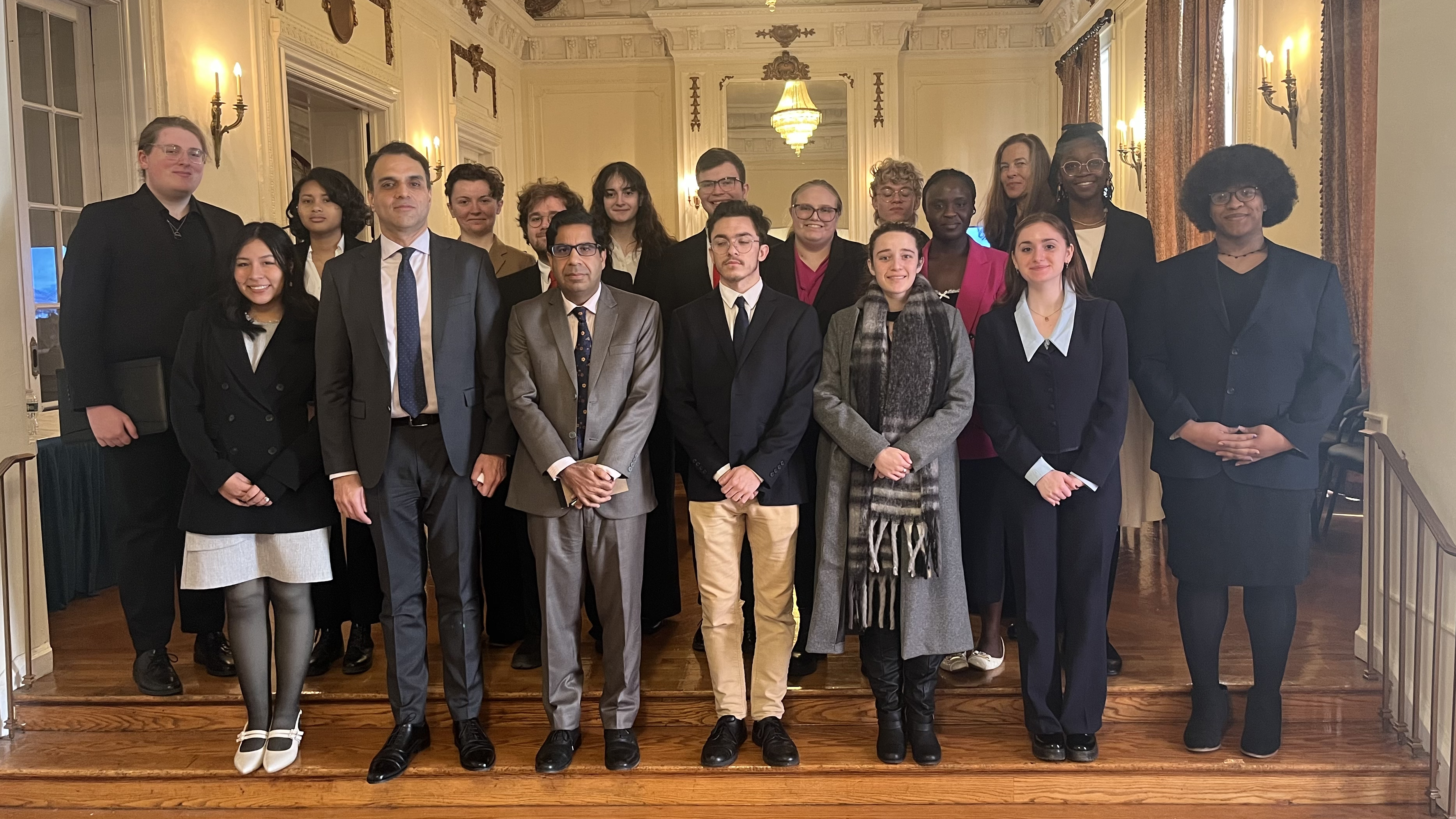 Model UN Students posing inside as a group