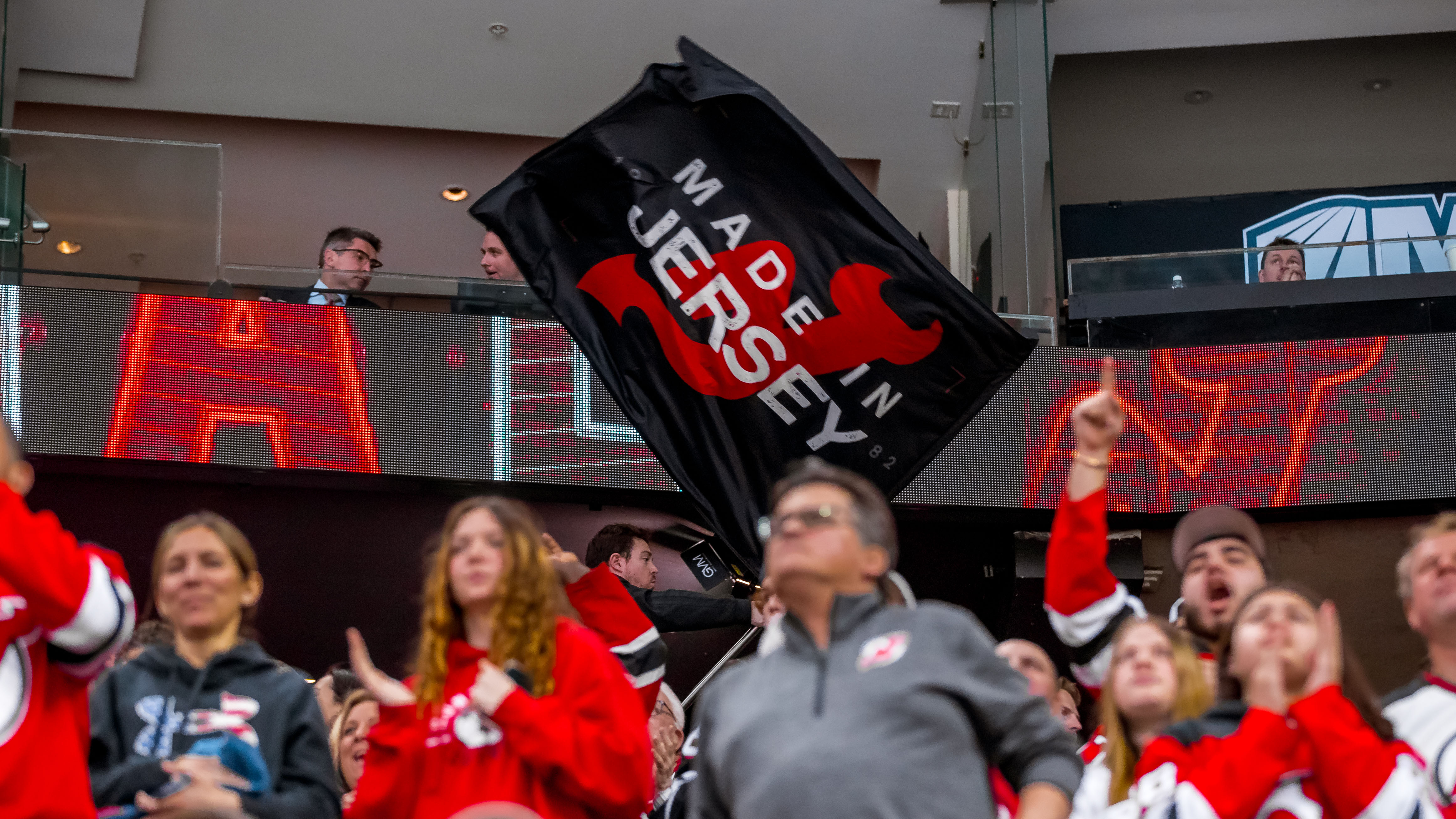 Made in Jersey flag waved after Devils goal