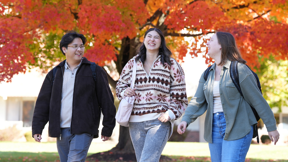 Students walking on campus