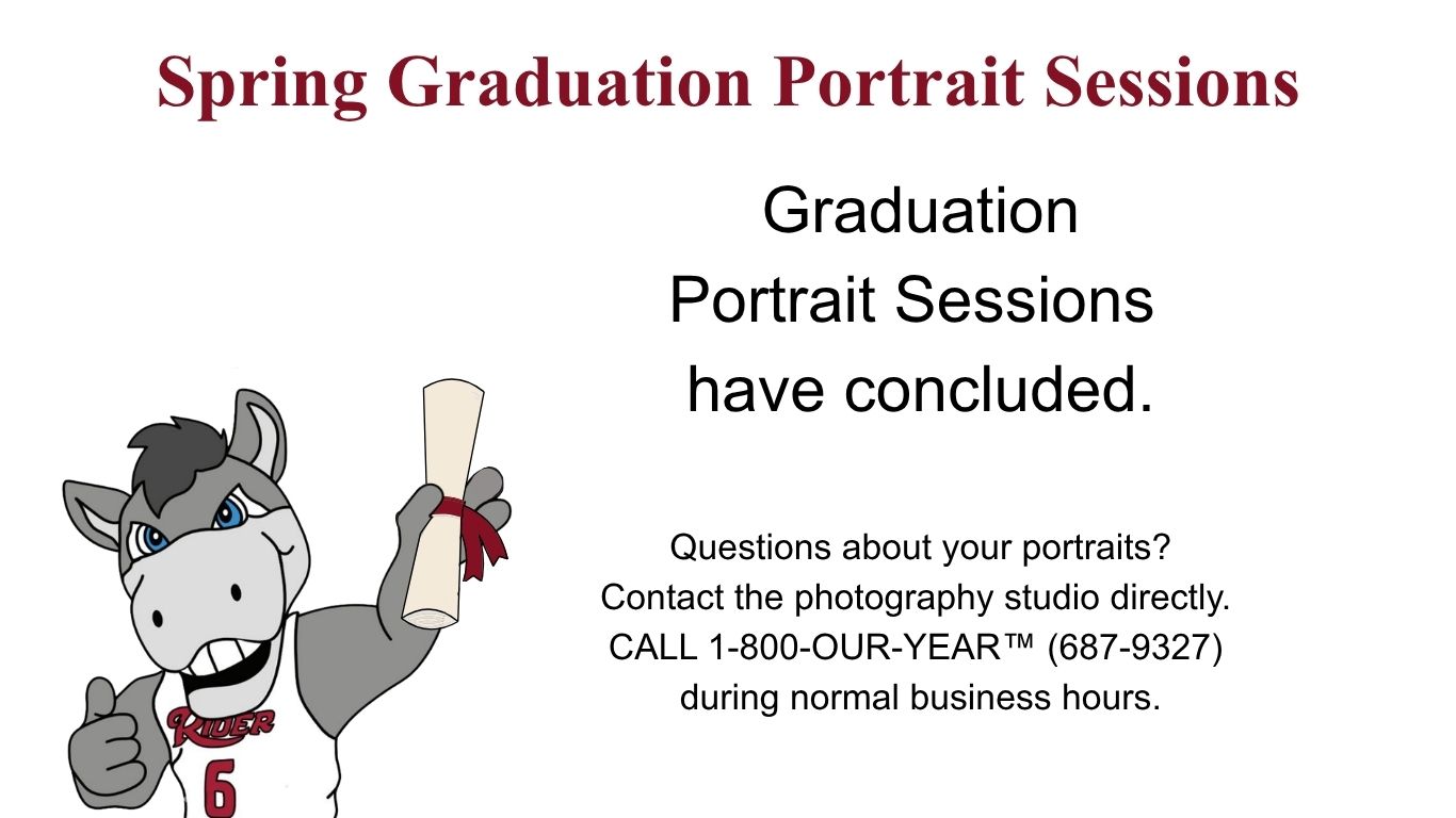 Spring Graduation Portrait Sessions; Graduation Portrait Sessions have concluded. Questions about your portraits? Contact the photography studio directly. Call 1-800-OUR-YEAR (TM) (687-9327) during normal business hours.