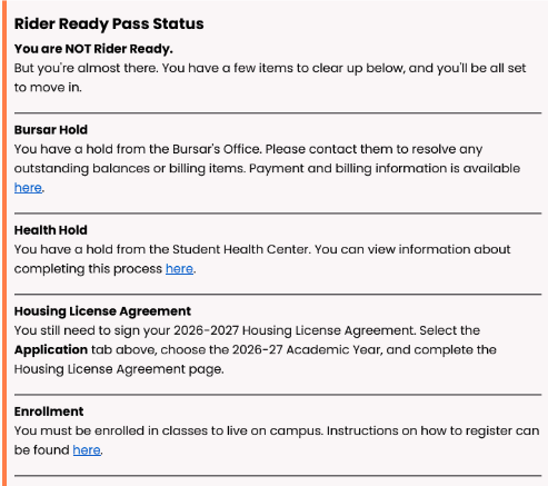 Rider Ready Pass Status: You are NOT Rider Ready