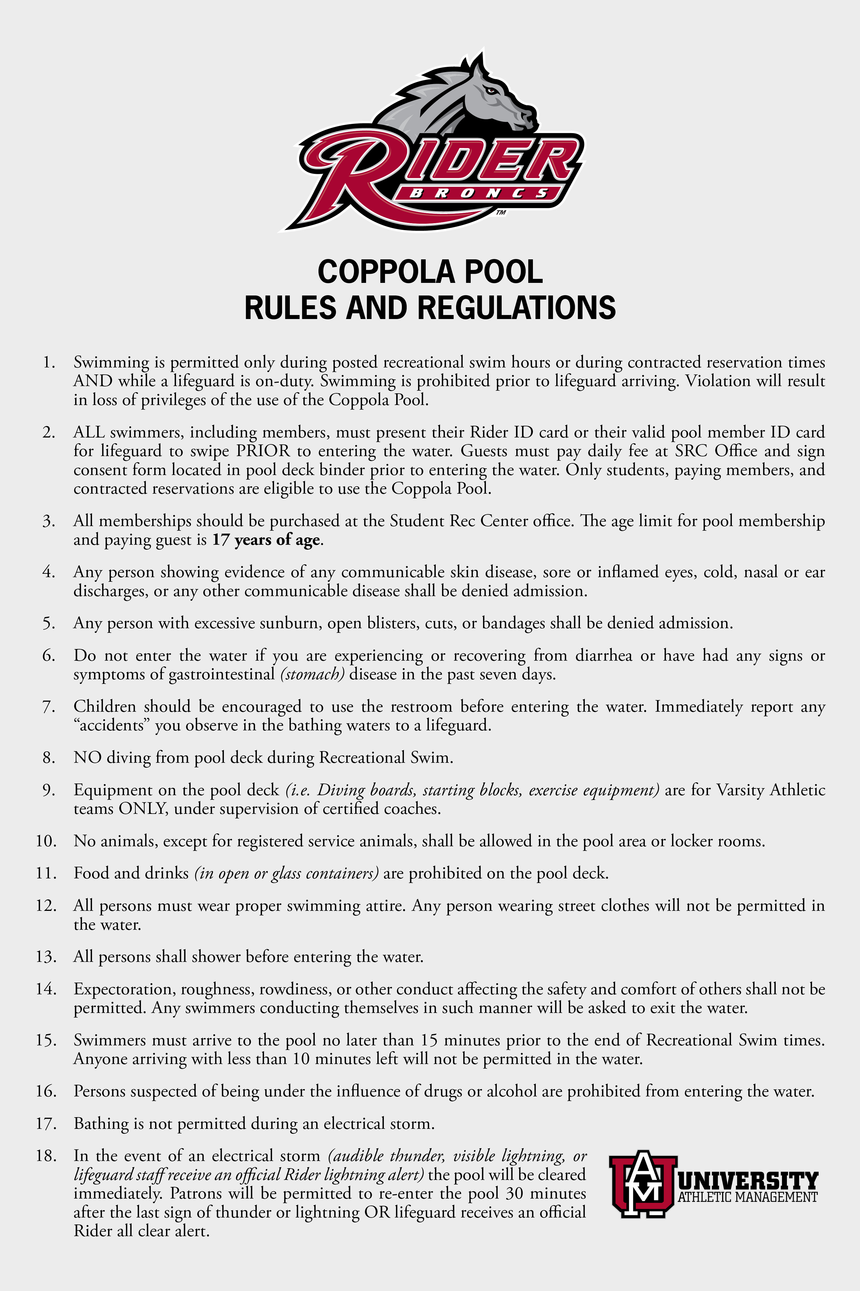 Rider University Schimek Family Fitness Center Dress Code
