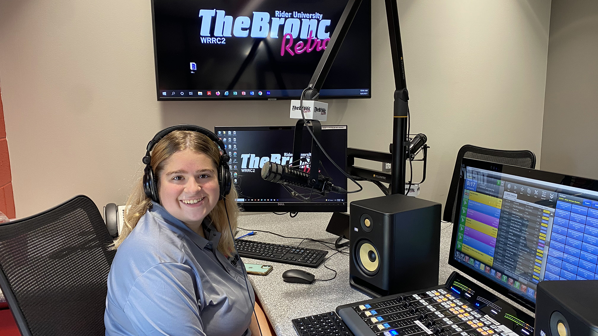 Student works at 107.7 The Bronc radio station