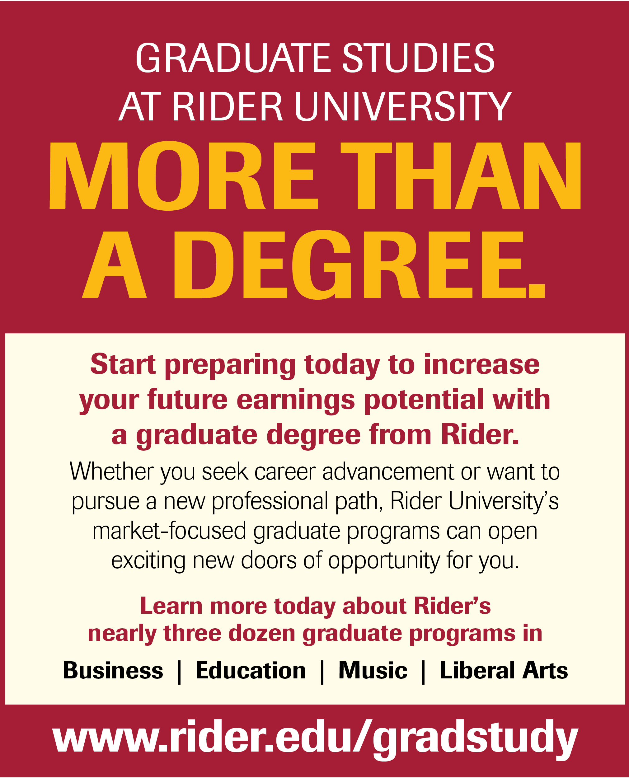 Graduate studies at Rider University