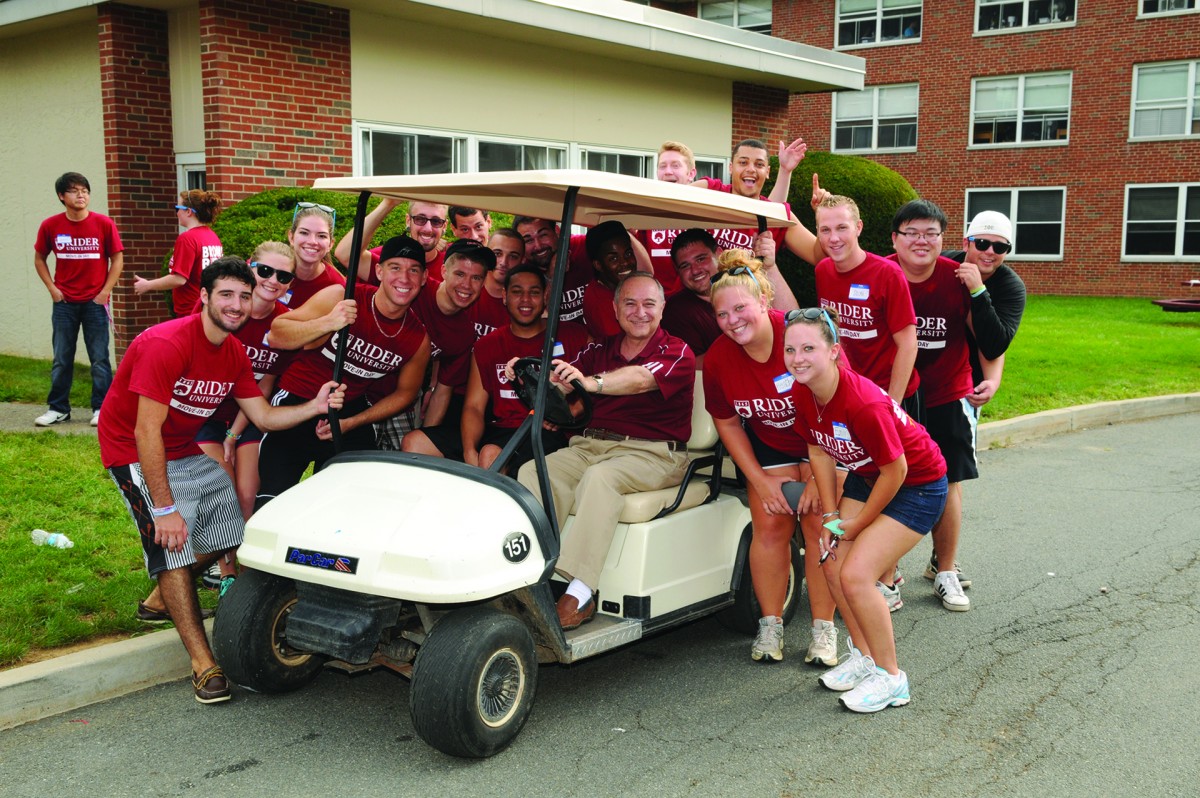 President Rozanski and students