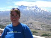 Stacy Aron Grady with mountain in background.