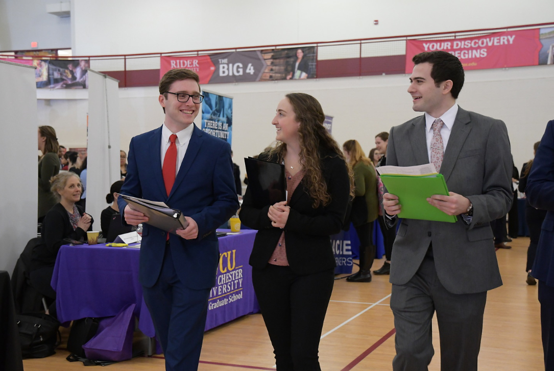 Professional students walking together