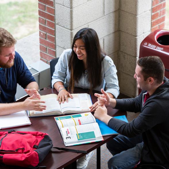 A group of students studying after class
