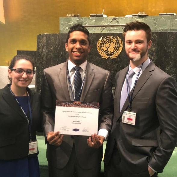 Model UN team accepts award