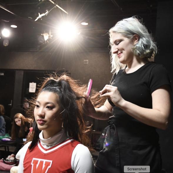 Students gets hair and makeup done for show