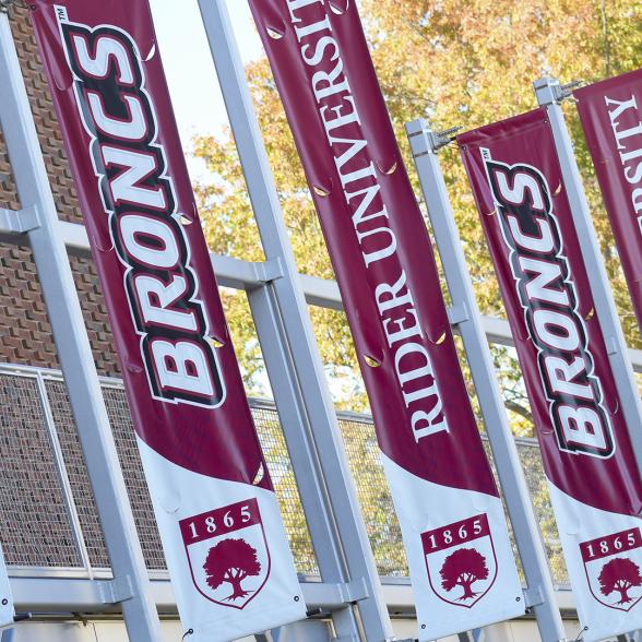 Rider flags on the Bart Luedeke Center