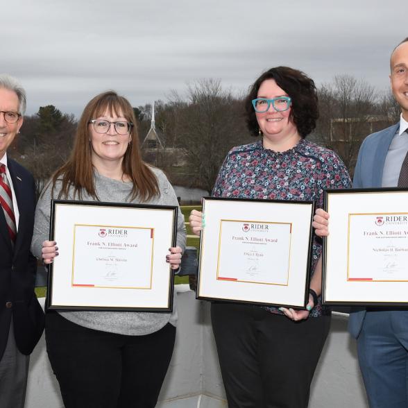 Elliot award winners with President Dell'Omo