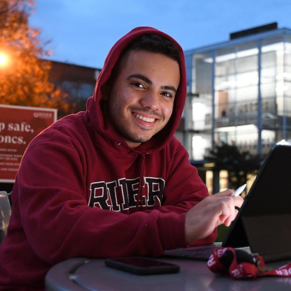 Student on Sweigart Patio