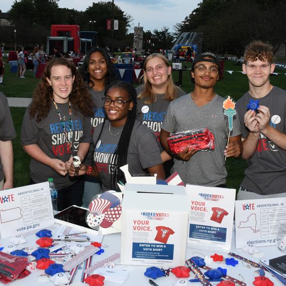 Students registering to vote