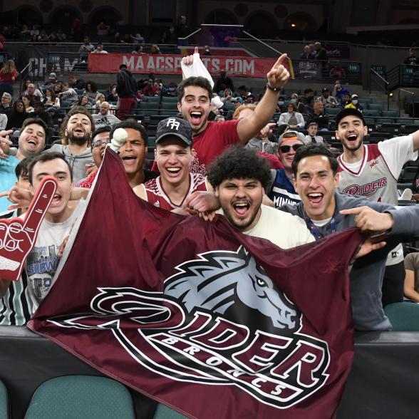 Rider students cheering