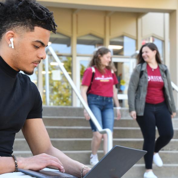 student on campus