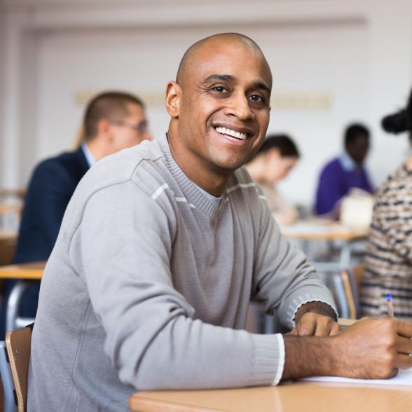 Student in class.