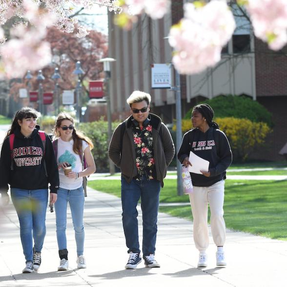 Students walking outside Sweigart