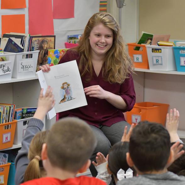 Rider student teaching in classroom