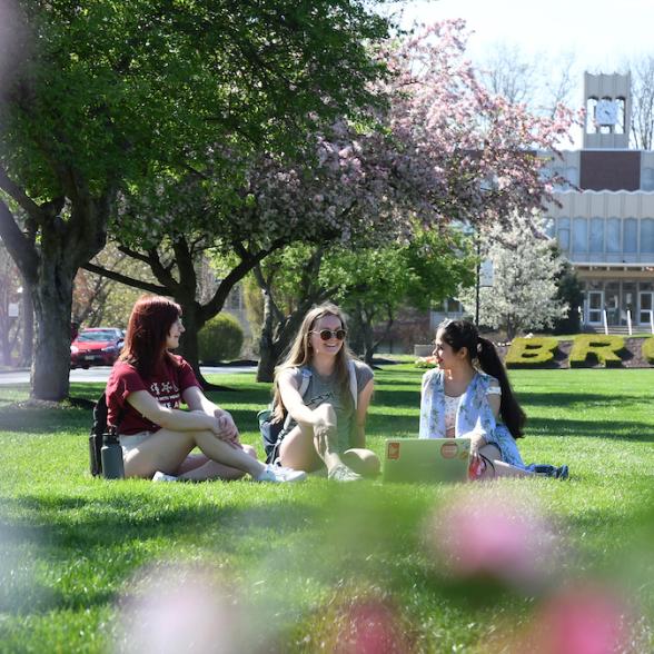 Students on campus mall