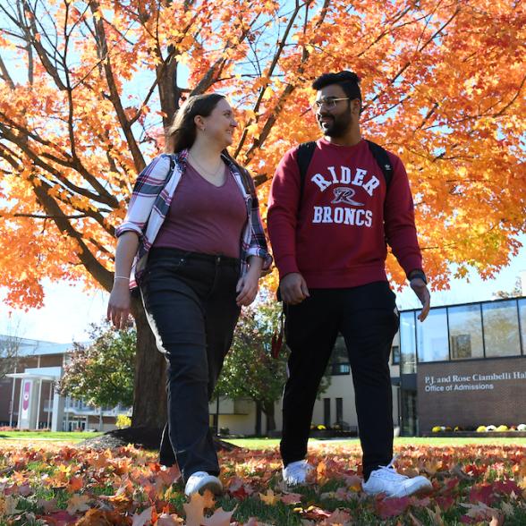 Students walking by Admissions
