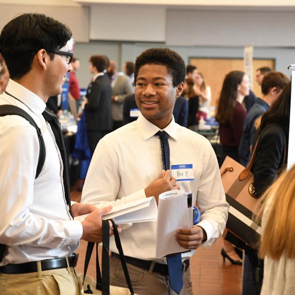 Students at a career fair