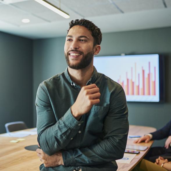 Man in office meeting room