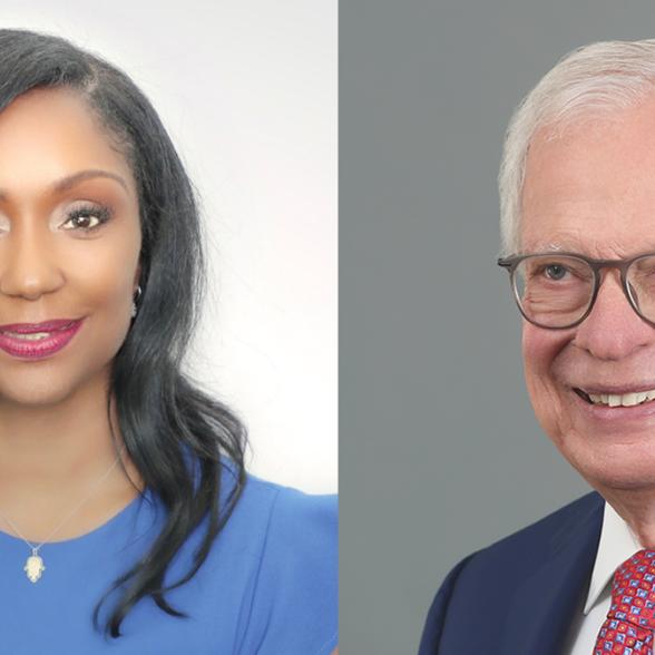 Honorary degree recipients William Rue and Joi Brown